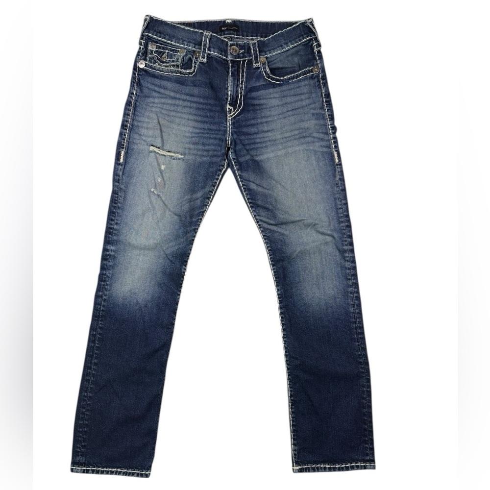 True Religion Men's Ricky Relaxed Straight Subtle Distressed Jeans -| Size 34